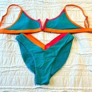 Oneone blue bikini V bralette